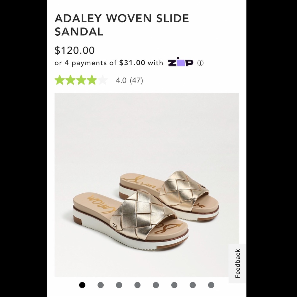 Sam Eldeman Adaley Woven Slide Sandal Gold Leaf 9